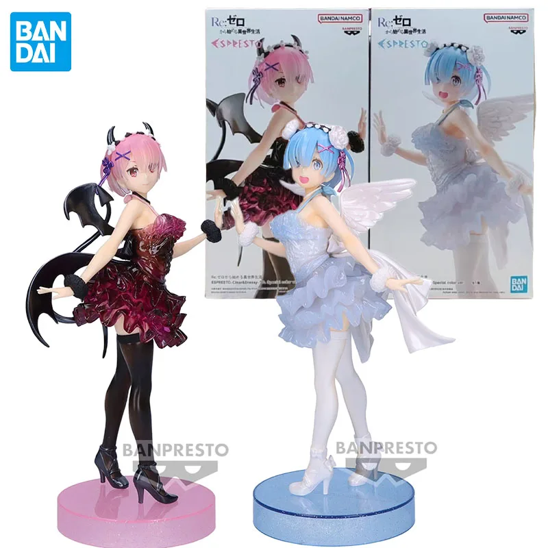 Bandai Genuine Banpresto Re:Life in A Different World From Zero Anime Figure Rem Ram Action Toys for Kids Gift Collectible Model