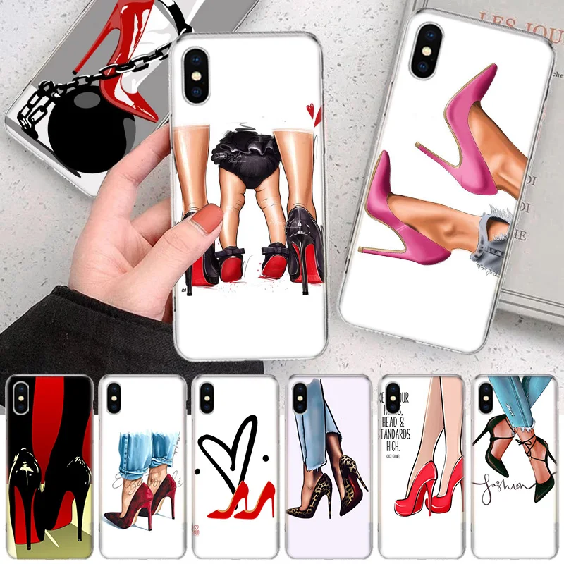 Red High Heel Shoes Soft Phone Case For IPhone 11 13 16 Pro MAX 15 + 14 Plus 12 Mini X XS Apple 8 7 SE Fundas Coque 11 12 13 14 