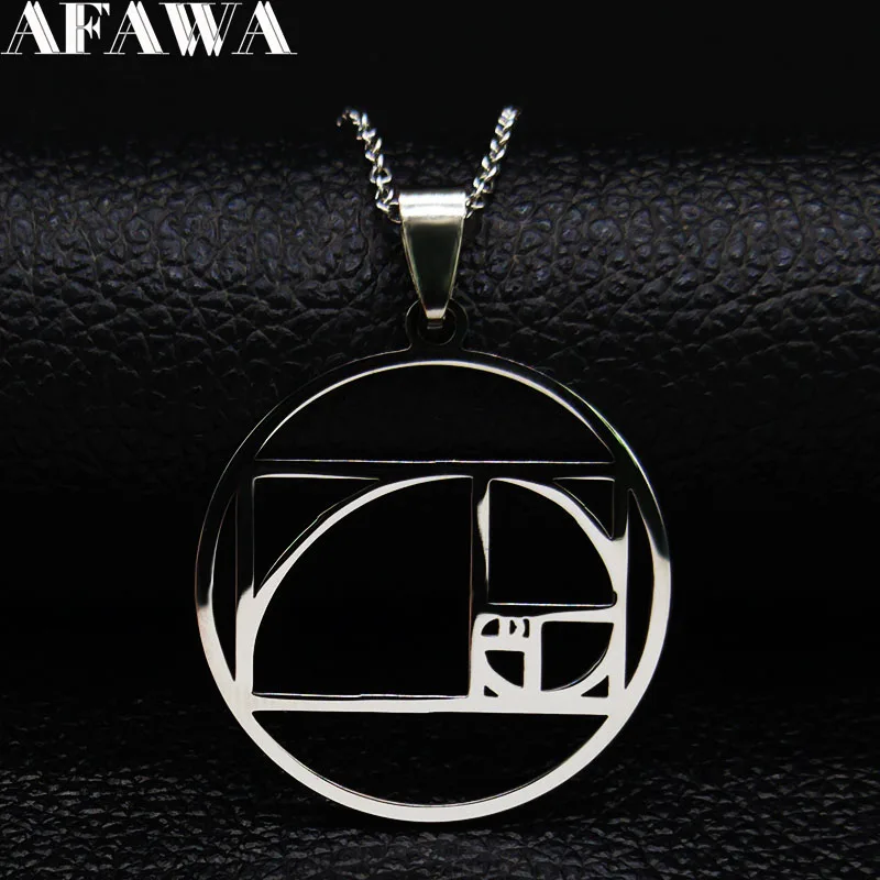 Metatron's Cube Stainless Steel Necklaces Fibonacci Spiral Circle Triangle Golden Ratio Geometry Necklaces jewelry collier