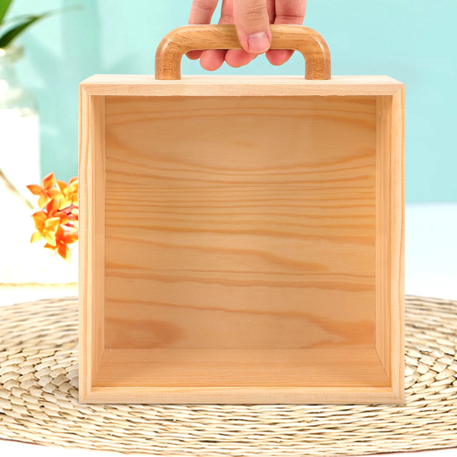 

Preserved Flower Storage Box with Handle Bride Transparent Glass Small Household Case