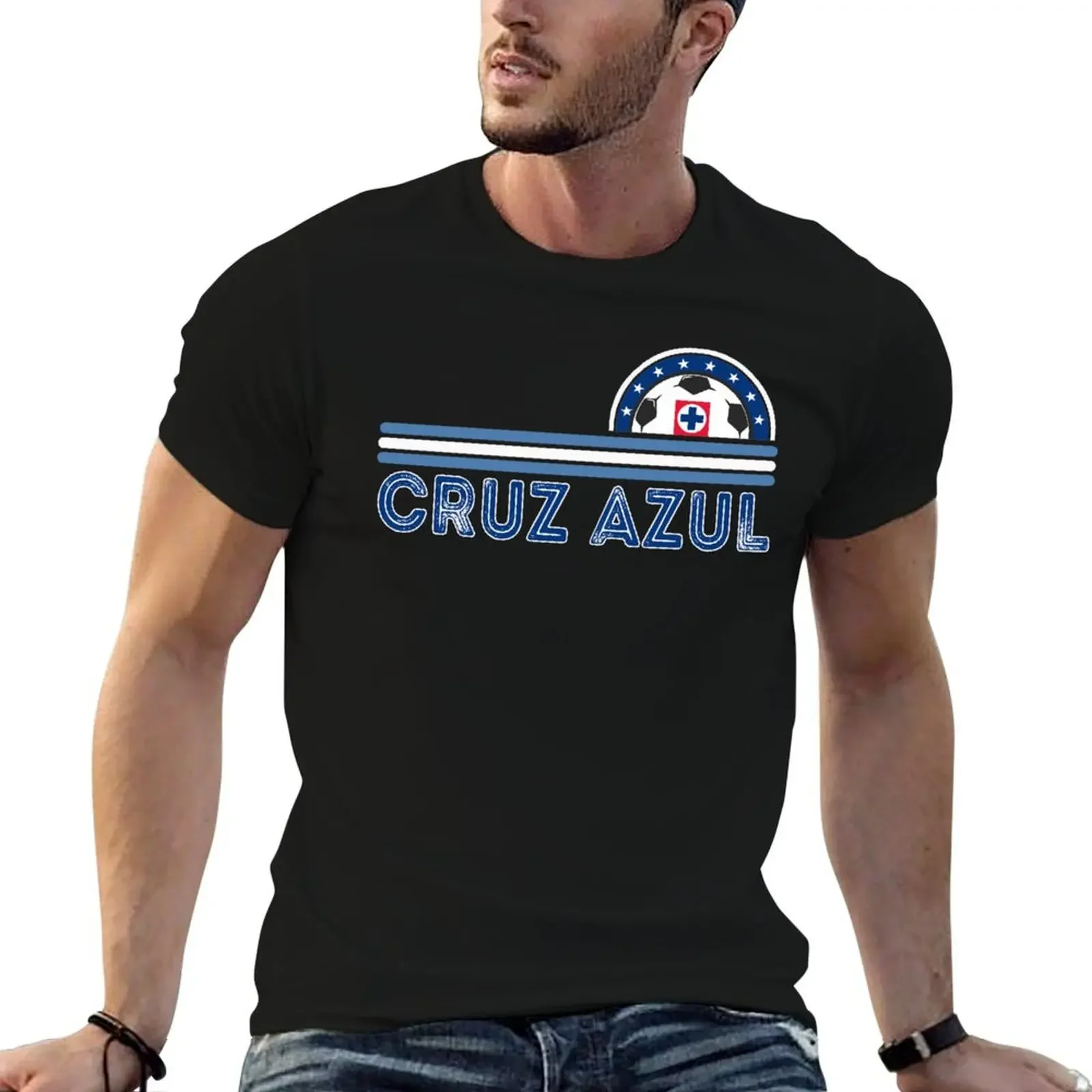 Cruz Azul Mexican Team With Soccer Ball T-Shirt summer top man t shirt oversized t shirt men