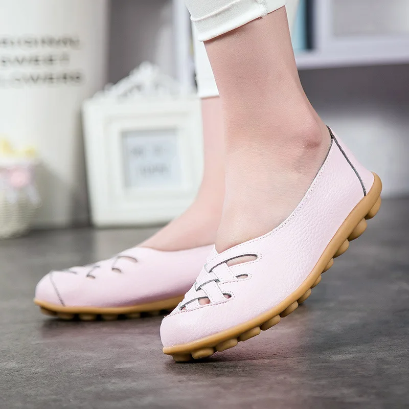 Shoes for Women Genuine Leather Shoes Soft Flat Shoes Women Footwear Nurse Loafers Women Casual Shoes Plus Size Shoes 34-44