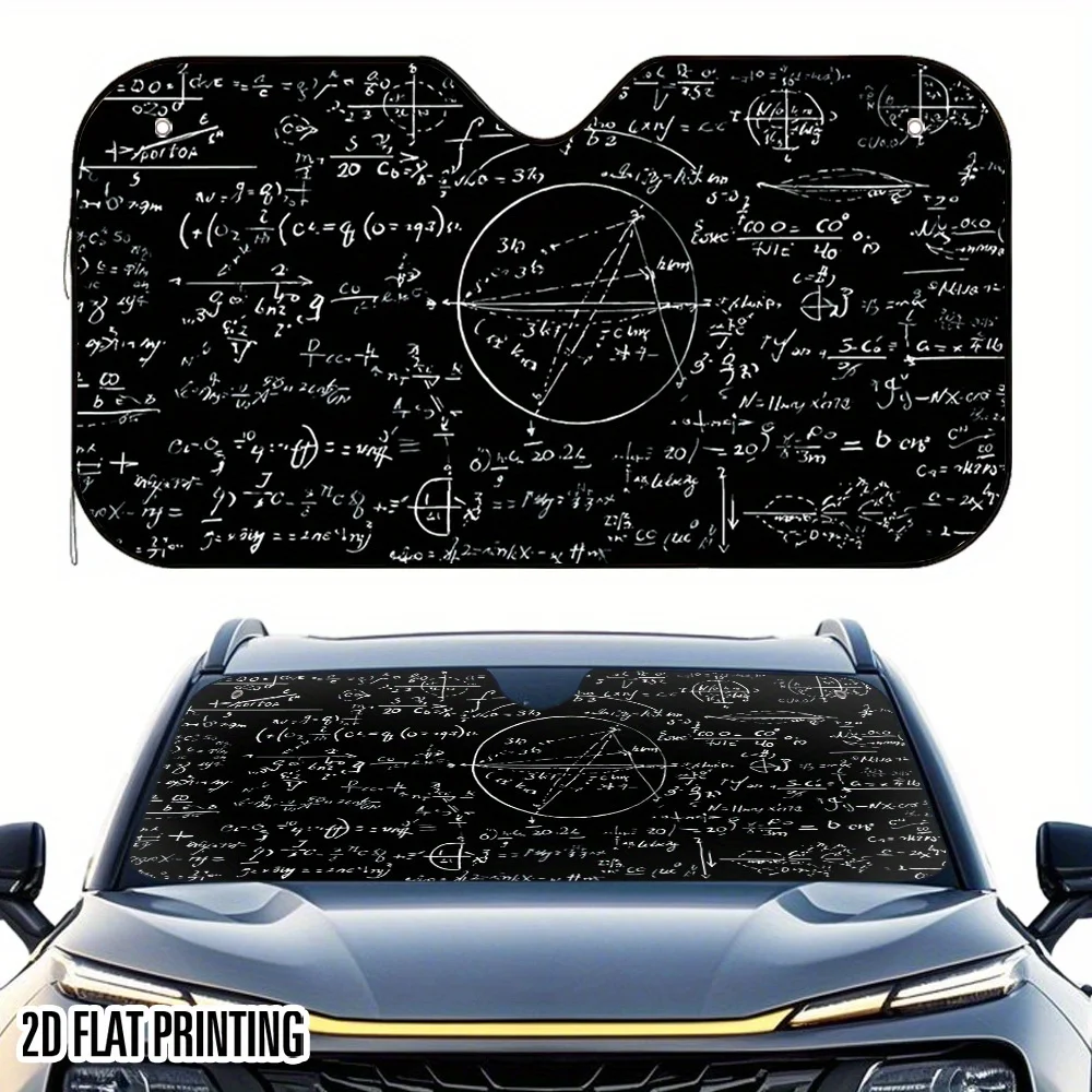 1pc 2D Flat Mathematical Formulas And Coordinate Graphs Print Car Sunshade – Fit Windshield Sun Visor, Keep Your Vehicle Cool, S