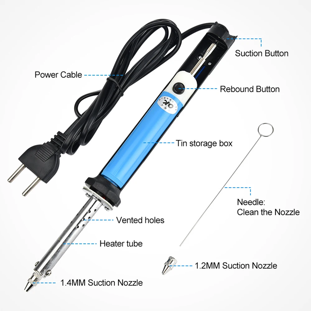 AC 110V/220V Electric Tin Suction Sucker Pen Soldering Iron 30W PCB Solder Suction Desoldering Machine Vacuum Pump Welding Tools