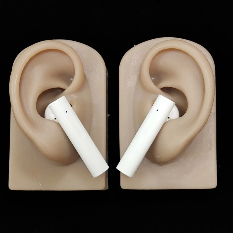 Artificial Ear Model Soft Silicone Left and Right Ear Mold for Acupunctures Training Practical Jewelry Display Props