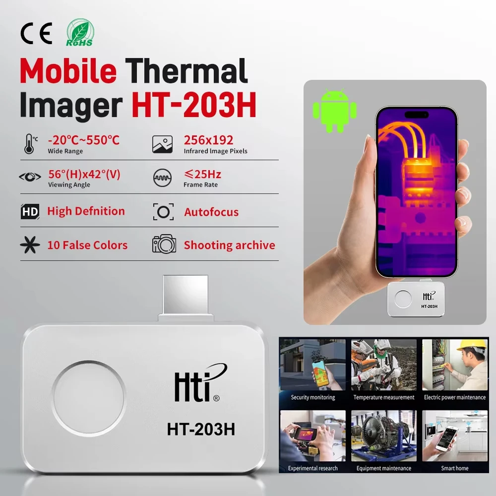 In Thermal Camera Android Type-C 256*192 Thermal Imager 25Hz Mobile Thermal Imaging Camera for PCB Device Fault Detect