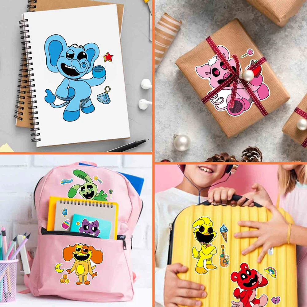 8/16Sheets Children DIY Smilling Critters Make a Face Puzzle Stickers Anime Character Jigsaw Assemble Kids Game Gift Party Favor