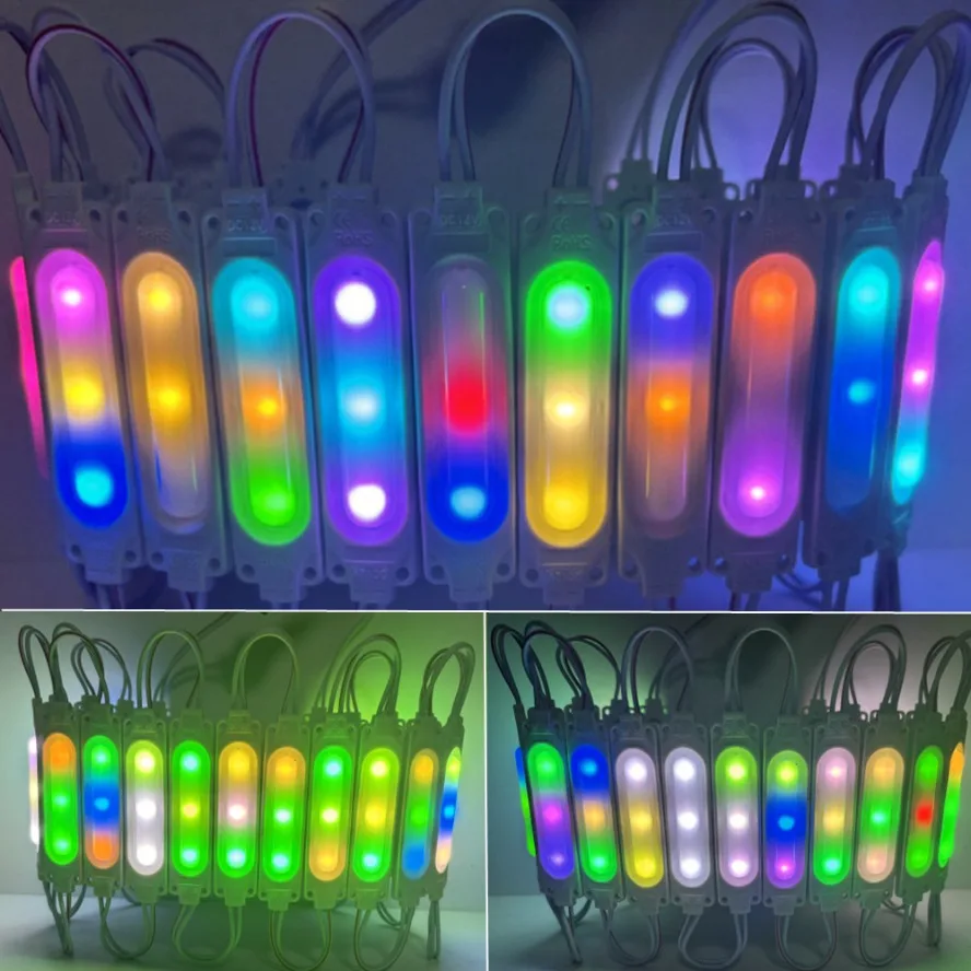 

В упаковке 20 шт. RGB красочные струящиеся разноцветные светодиодные модули 12 В COB подсветка магазин баннер водонепроницаемые автомобильные декоративные светильники