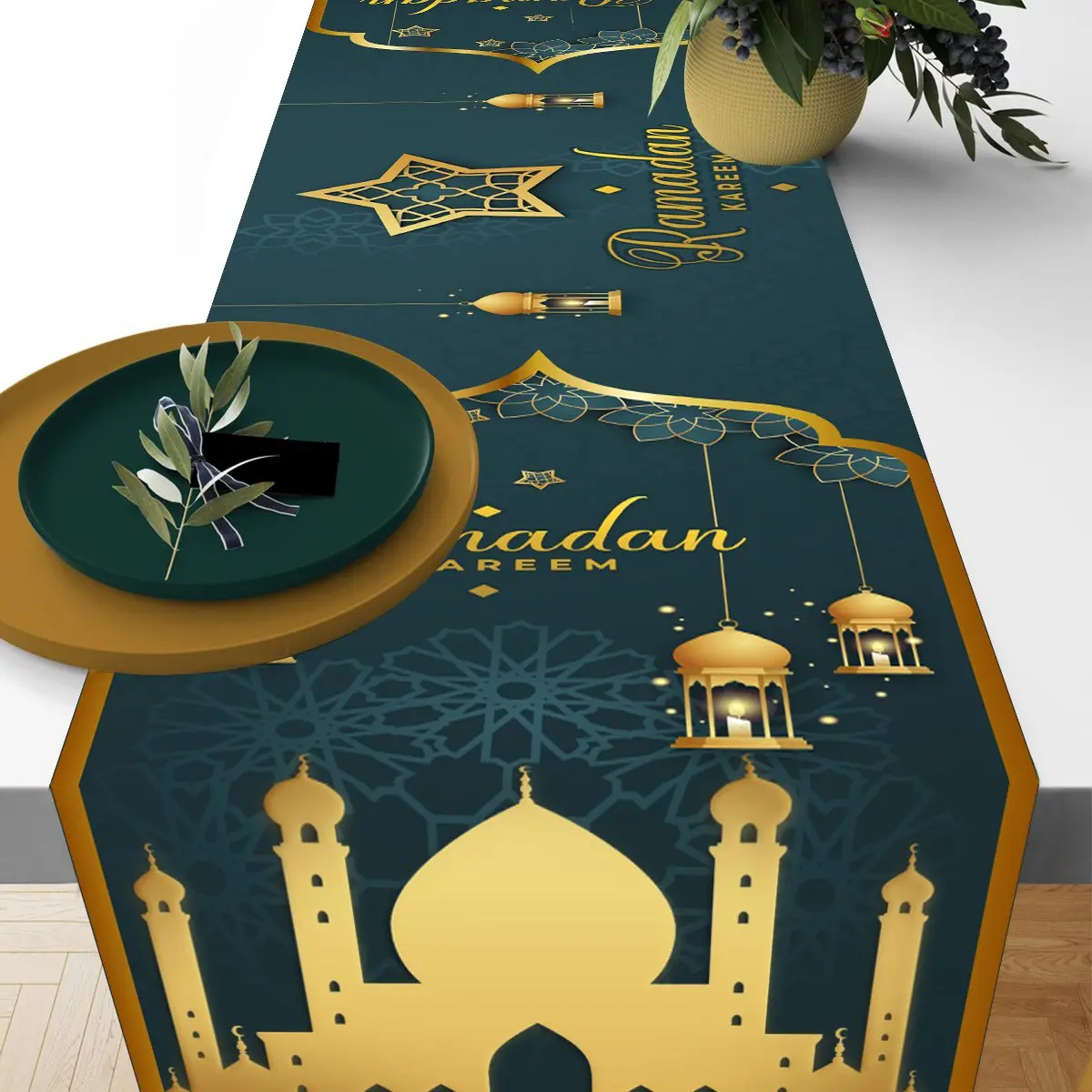 Ramadan Kareem Tablecloth Decor Ramadan Kareem Decoration For Home 2024 EID Mubarak Islamic Muslim Party Happy Eid Al Fitr Gift