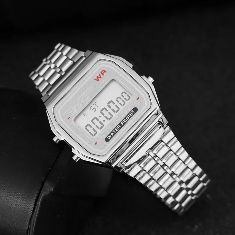 F91W High Quality LED Display Women Watches Luxury Steel Band Electronic Watch Fashion Wristband Clock Sports Wristwatch Metal