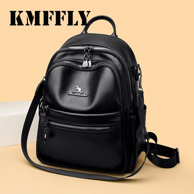 

Vintage Top Quality Leather Backpacks Large Capacity Bagpacks Fits A4 Magazine for Commute Girl Travel Rucksack Back Pack 3 in 1