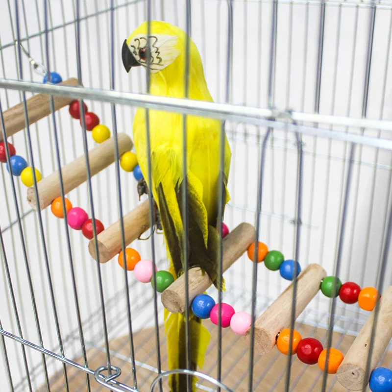 L Size 10 Ladder Pet Birds Swing Wooden Bridge Ladder Climb Cockatiel Parakeet Budgie Parrot Toy Wood Ladder