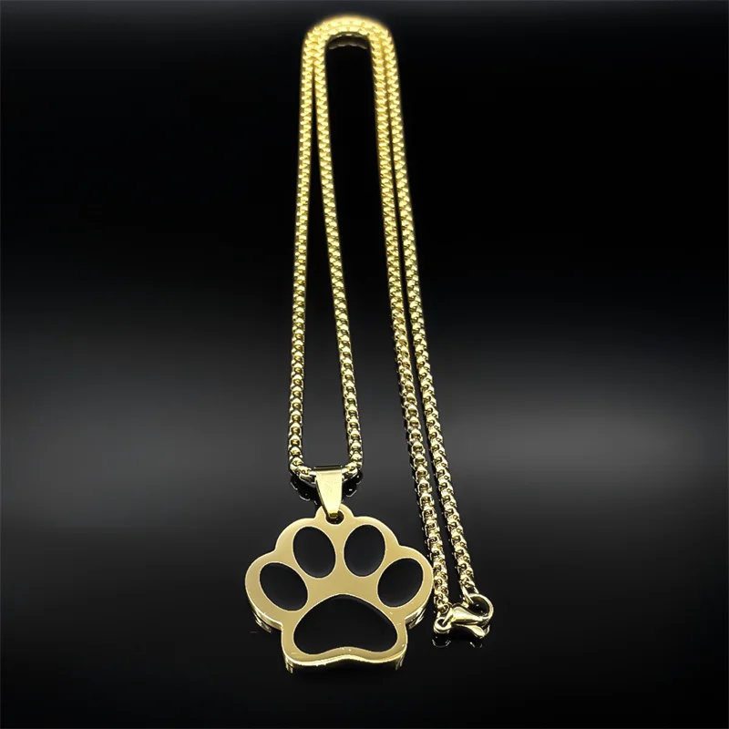 Schöne Hund Krallen Welpen Halskette Für Frauen Männer Edelstahl Gold Silber Farbe Nette Fußabdruck Kette Schmuck Geschenke Kragen – Detail 9