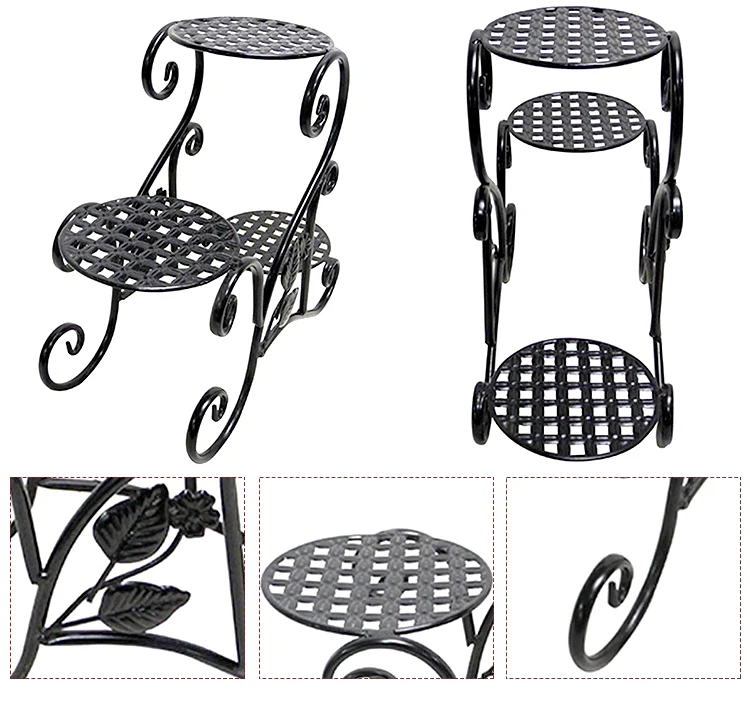 Indoor/Outdoor 3-Tier Metal Plant Shelf Flower Display Stand/Garden Planter Holder for Home Use view 5