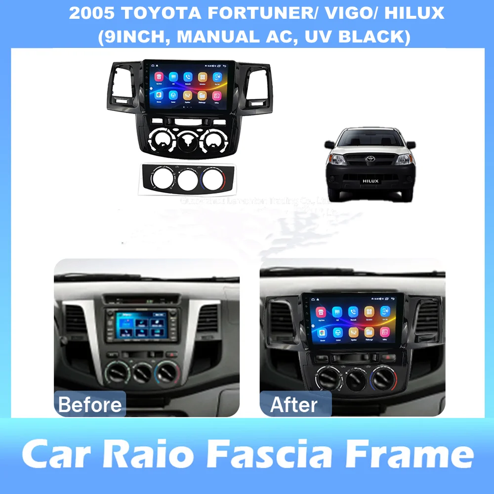 

9-inch 2din Car Radio Dashboard For TOYOTA VIGO/ HILUX 2005 Stereo Panel, For Teyes Car Panel With Dual Din CD DVD Frame