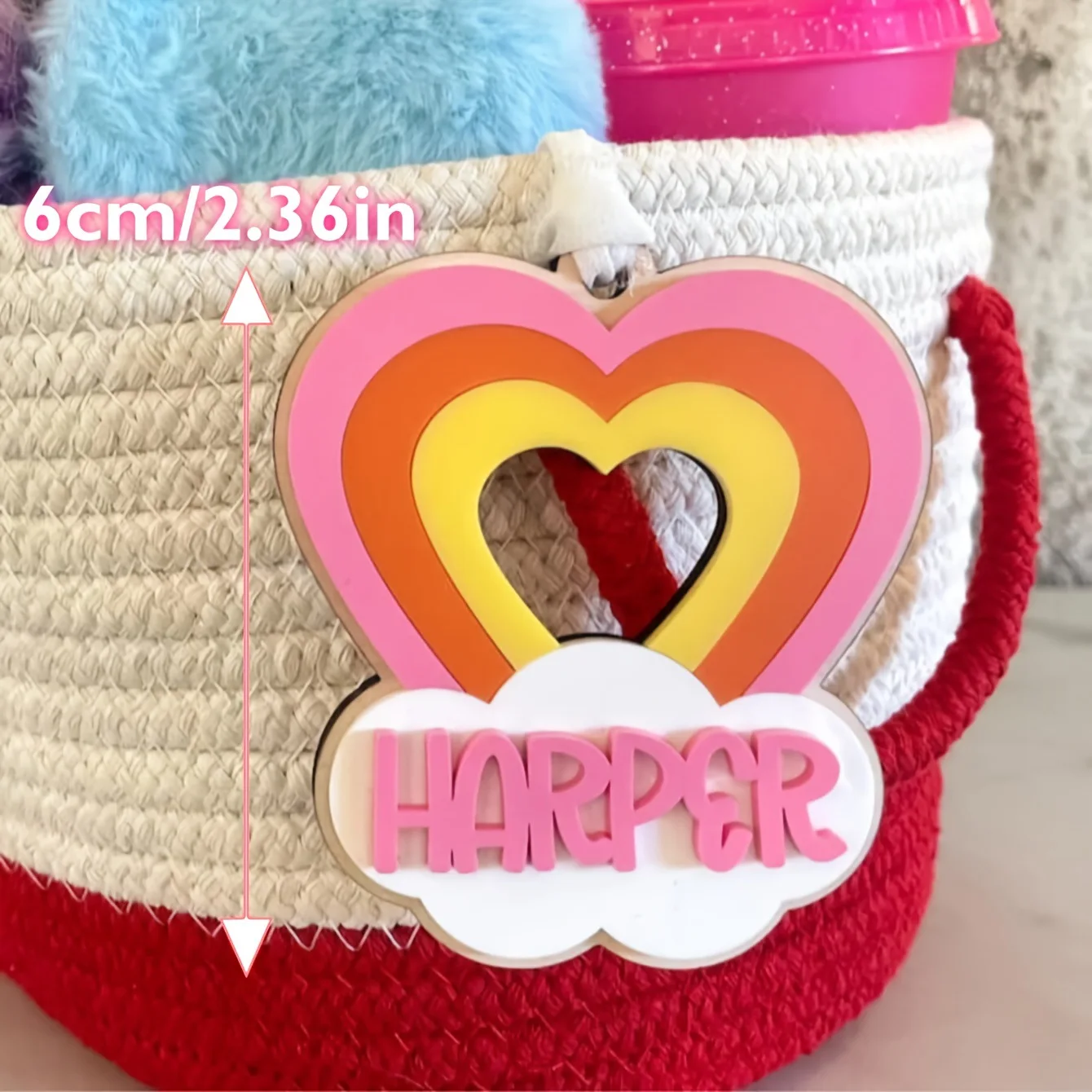 Custom Name Rainbow Color Heart Shape Lanyard Acrylic Keychain High Quality Craftsmanship 3D Nameplate Personalized Key Chain