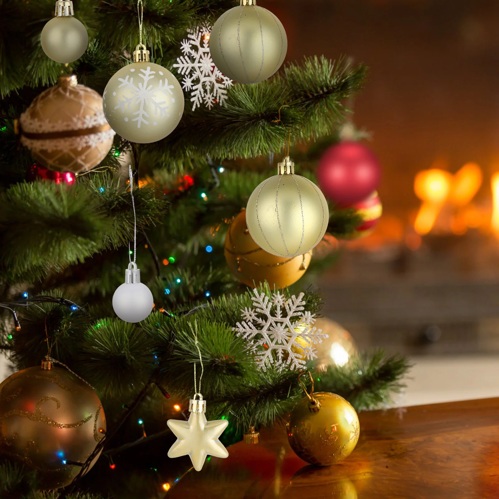 

Ornaments Hanging Decorations for Home Christmas Ball Golden Decorative Pendant