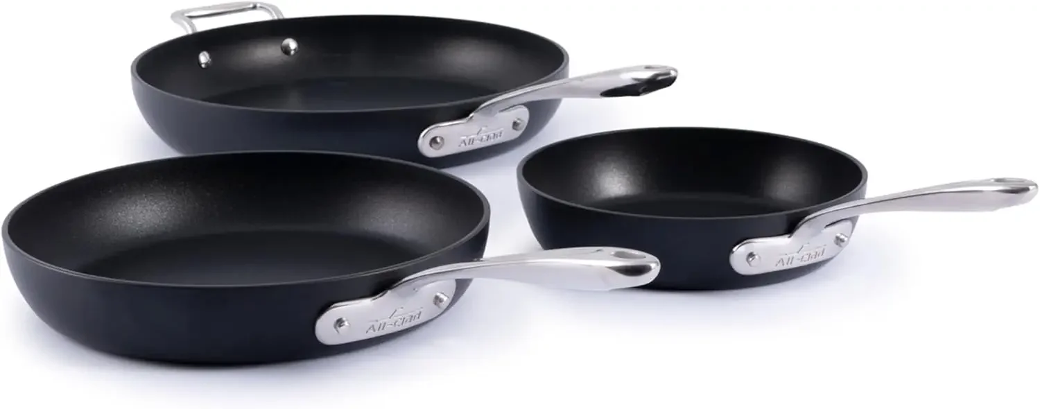 

Hard Anodized Essentials Nonstick Fry Pan 3 Piece Set, 8", 10" & 12" Induction, Oven Safe 500F, Kitchen Frying Pans, Skillets, E