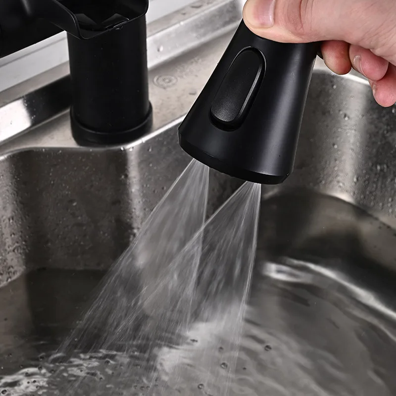 Black Filtered Kitchen Faucet Pull Out Waterfall Kitchen Mixer Sink Taps Purification Water Drinking Water Taps