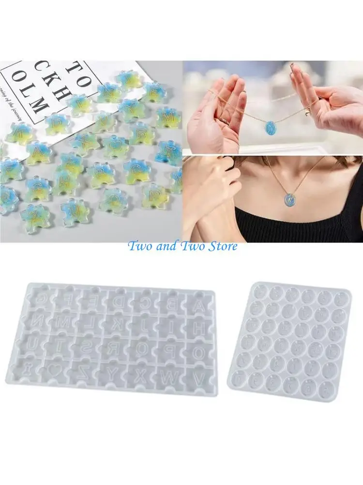 HX6F Puzzle Silicone Mold Letter Number Oval Earring Pendant Charm Resin Casting Mould DIY Crafts Jewelry Making