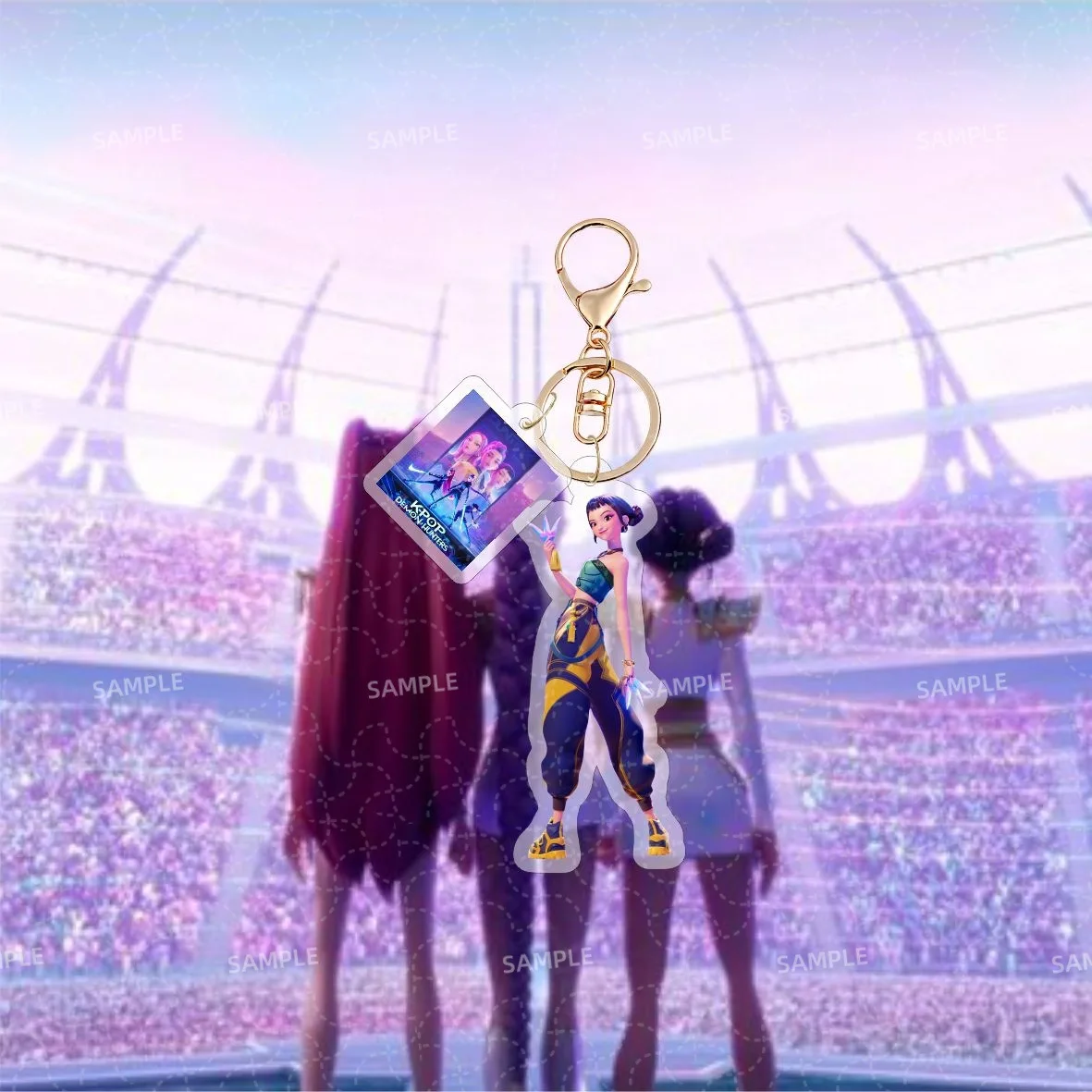 KPOP شيطان الصيادين سلسلة مفاتيح مصنوعة من الأكريليك الرسمية ميرش على الوجهين حقيبة سحر هدية لمحبي أنيمي كيرينغ تحصيل الإكسسوارات لطيف