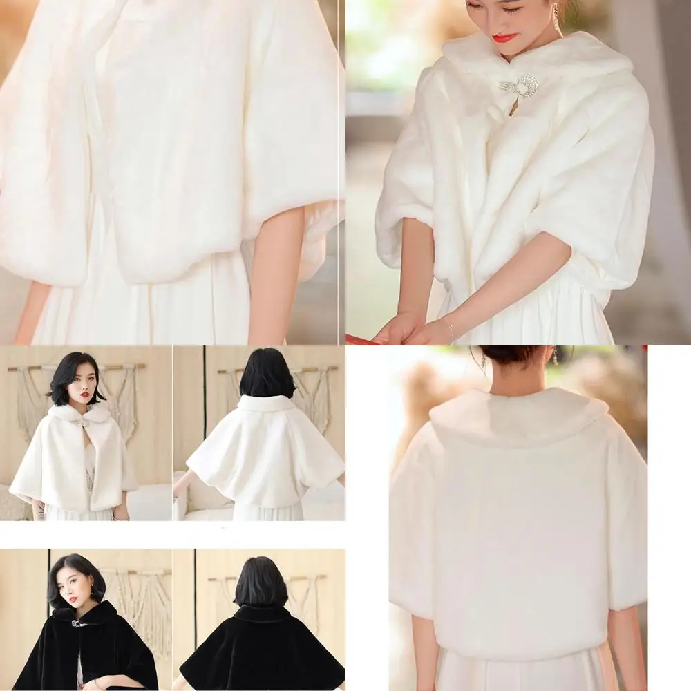 

Winter Bridal Faux Fur Shawls for Women - Elegant Wedding Capes & Party Cover-Ups