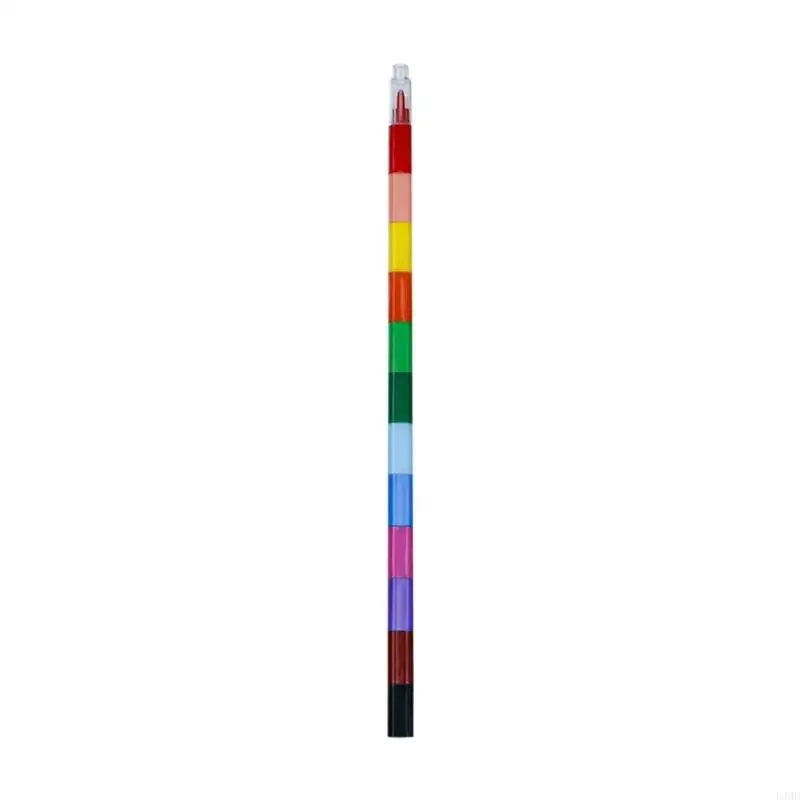 

L4MD 12Pcs/Pack Mini Finger Coloring Crayon Pens Pre-sharpened Nib Stackable Removable Gift Set Toy for Kids