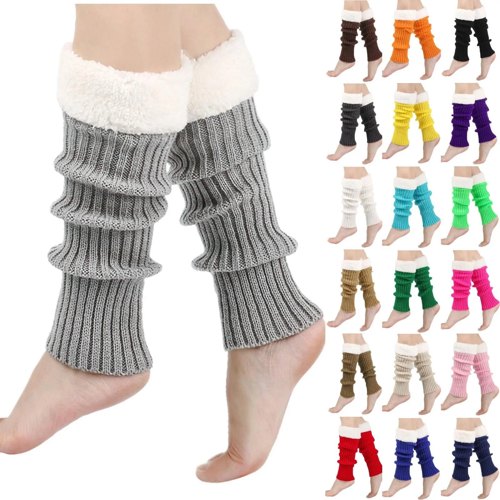 Women'S Velvet Warm Knitted Socks Foot Covers Pile Socks Leg Covers And Warm Foot Covers Leg Warmers Calentadores De Pierna