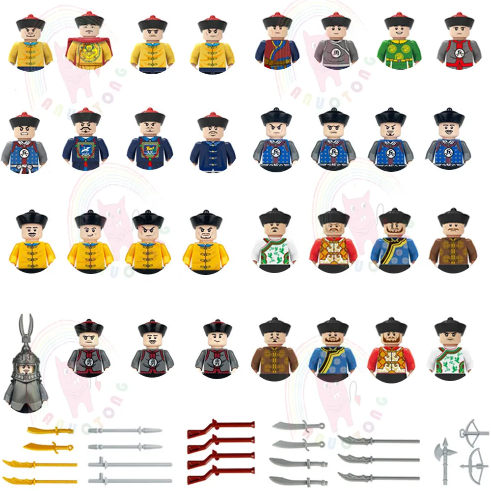 MOC Building Blocks Qing Dynasty Soldier Figures Medieval Military Weapons Accessories Helmet Shield Bricks Gift Kids Toys