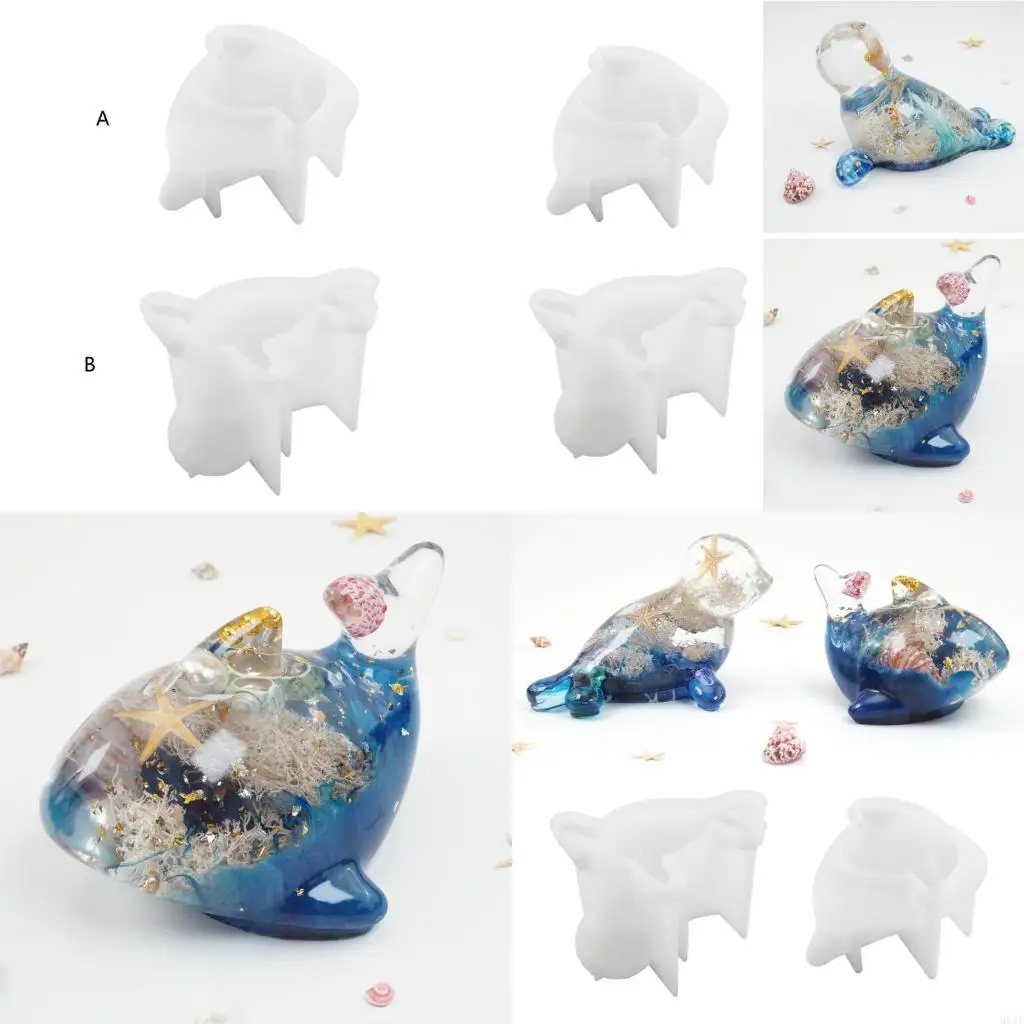 91AF Dolphin Silicone Keychain Mold Jewelry Making Mold Epoxy Mold Home Ornament