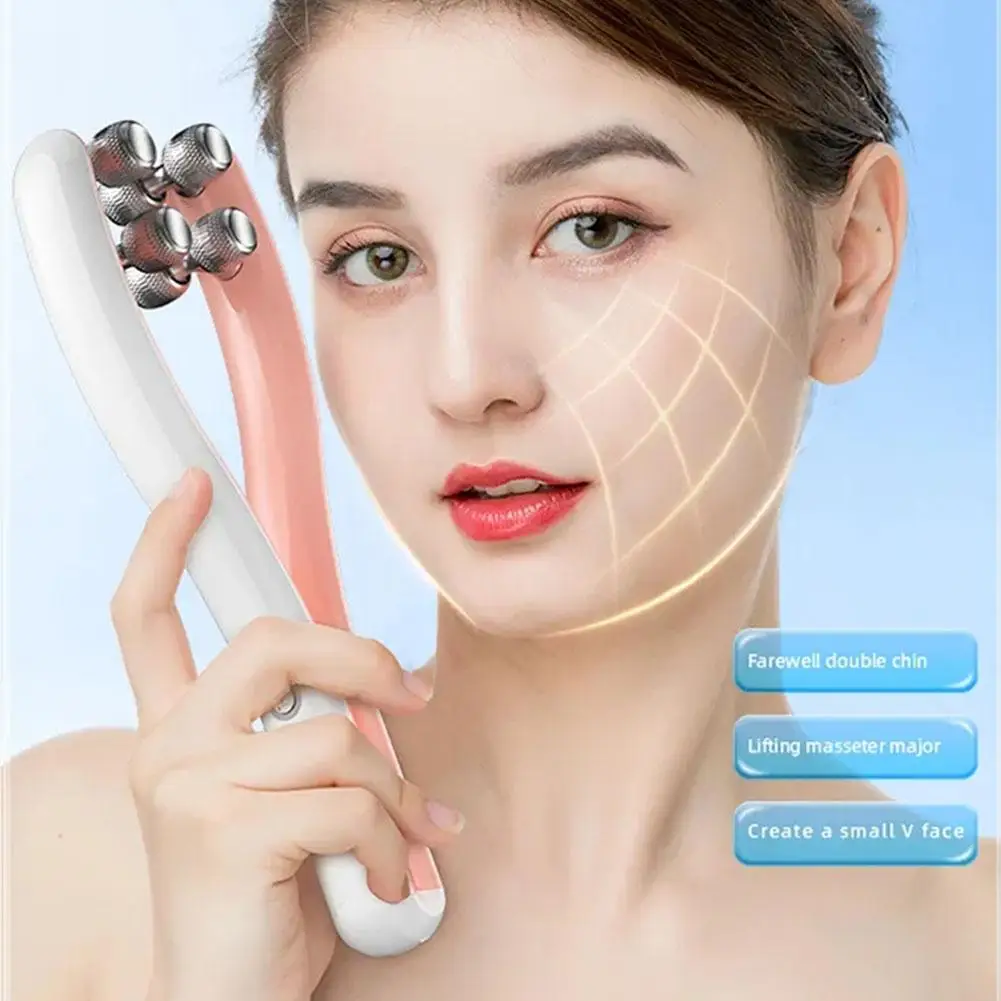 EMS Face Lifting Roller RF Double Chin V Face Shaped Facial Massager Jaw Cheek Thin Slimming Facial Lift Up Belt Skin Care Tool