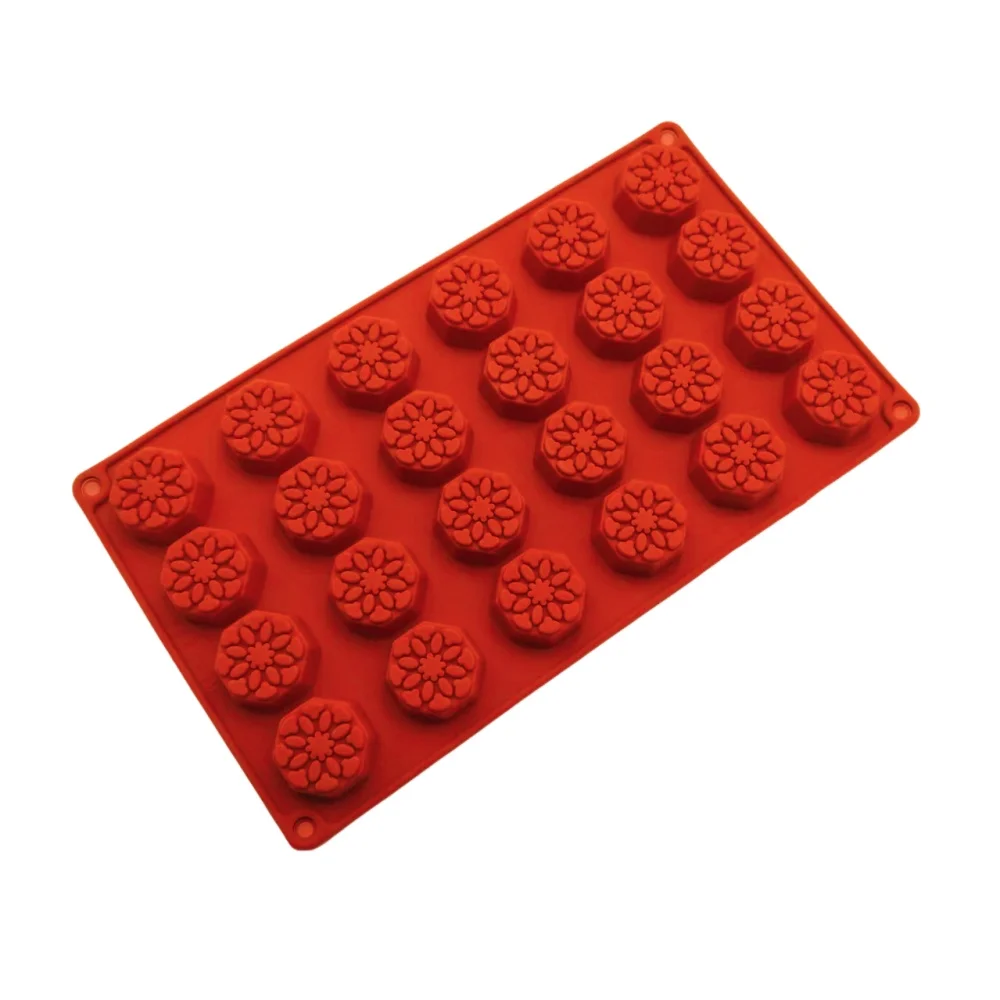 24 Hole Octagonal Flower Silicone Chocolate Mold NonStick DIY Candy Jelly Pudding Ice Cube Handmade Soap Candle Cake Baking Tool