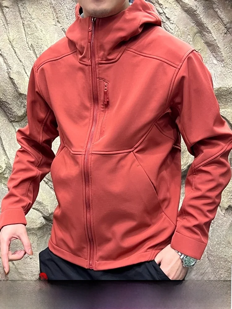 

Men's Outdoor Windproof Fce Lined GM Jaet Hooded Zipper Closure Stand Fit Nylon Polyester Blend Long Sve Coat