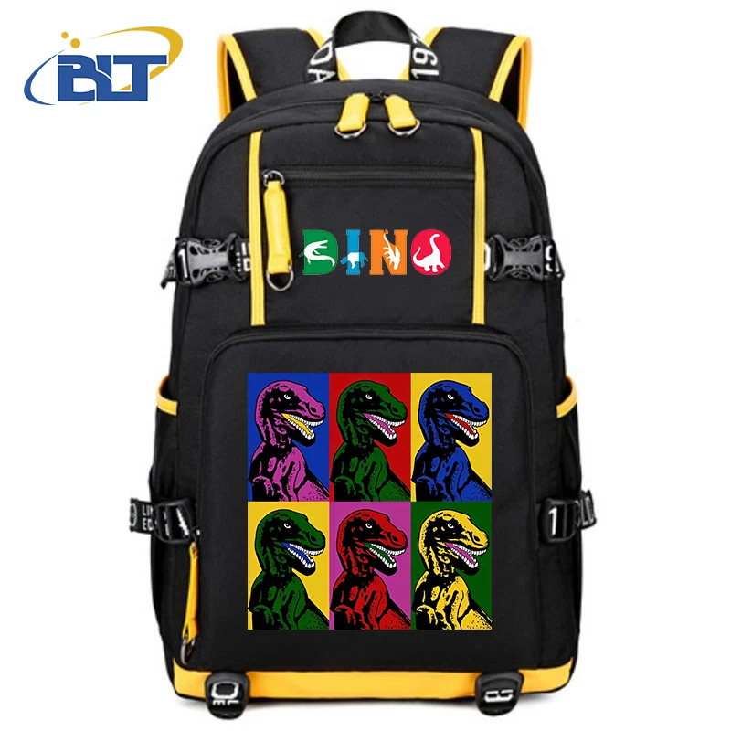 

Dinosaur Print Youth Backpack Campus Student Schoolbag Large Capacity Travel Bag Kids Gift