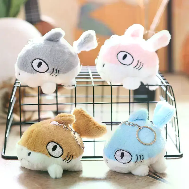

1Pcs Cartoon Shark Plush Doll Keychain Kawaii Swinging Small Fish Key Ring Student Bags Luggage Pendant Gifts