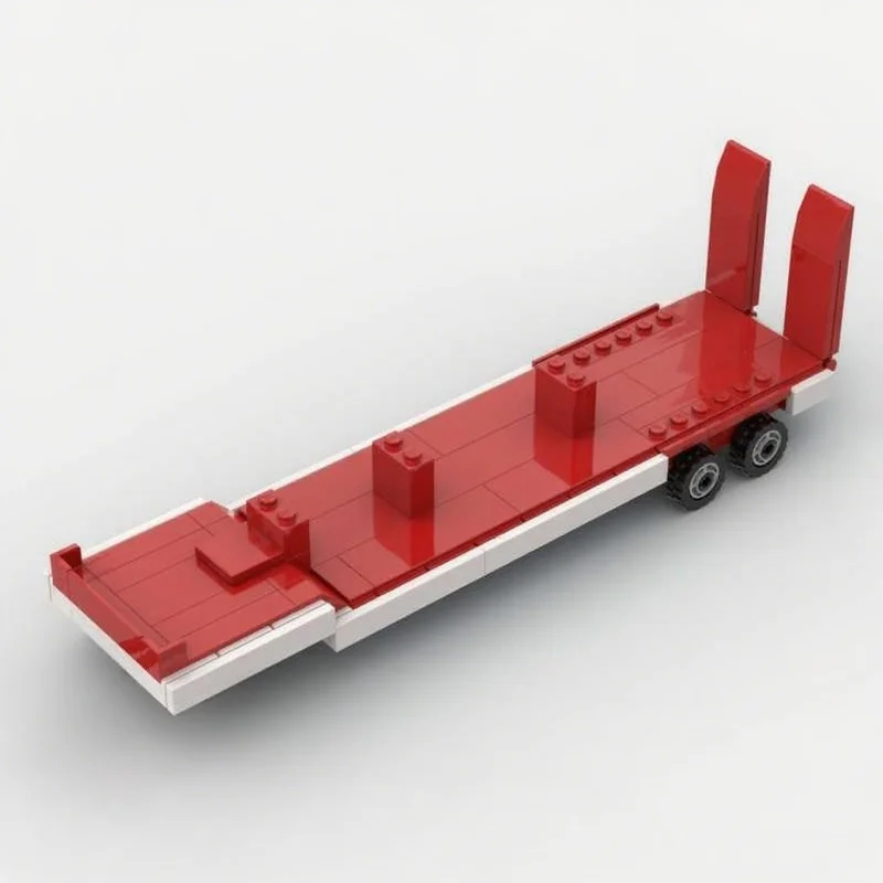 136pcs MOC Anhänger Tieflader Feuerwehr Trailer Flatbed Fire Department City Fire Model Building Blocks Toys 3D Craft Brick
