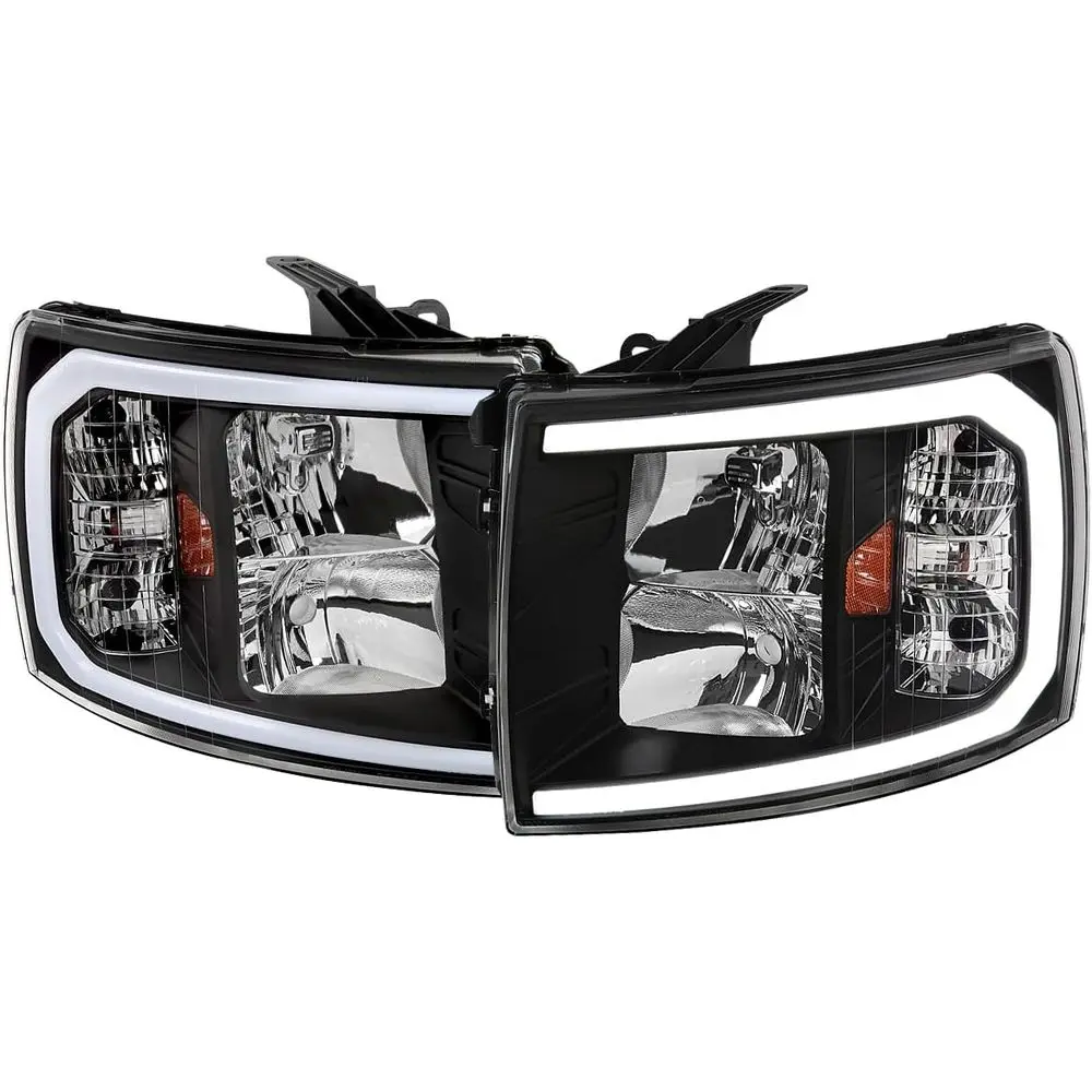 

Черные фары с LED-подсветкой, совместимые с Chevrolet Silverado 1500/2500HD/3500HD 2007-2013 гг., комплект из левой и правой фары.