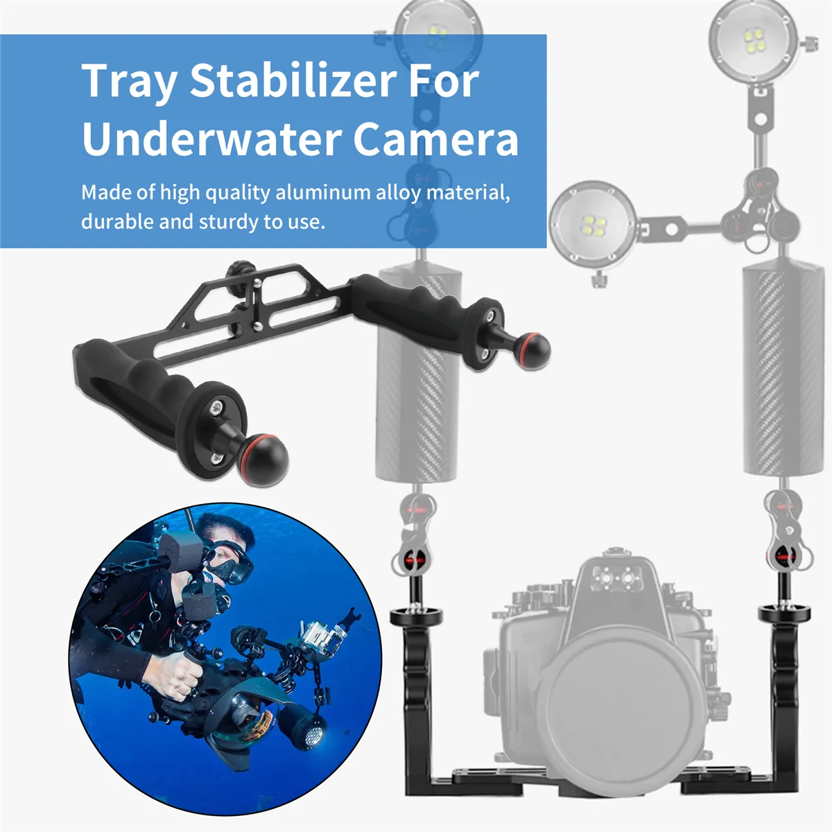 水中カメラ用デュアルハンドルアルミニウム合金トレイスタビライザー_BSH