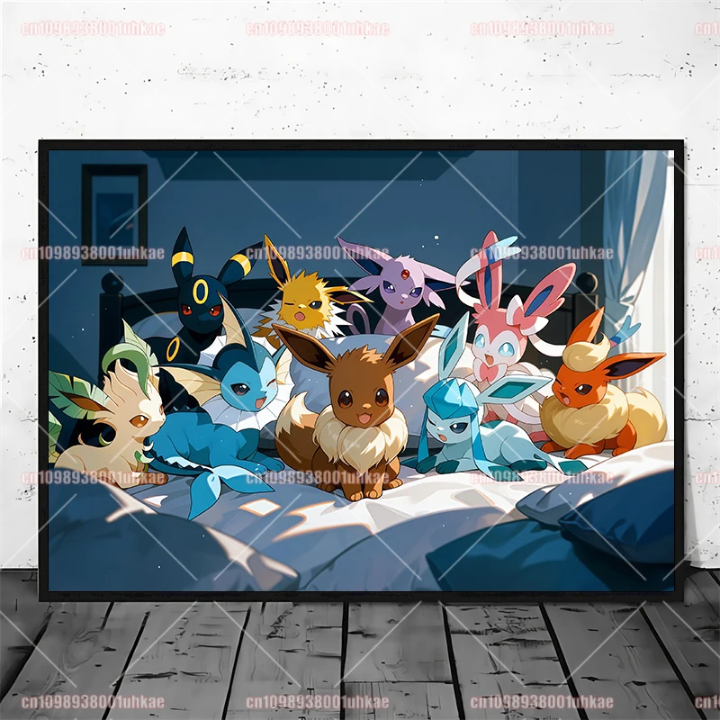 شخصيات أنيمي البوكيمون الكلاسيكية Bulbasaur Gengar Eevee Charizard Jigglypuff ملصق طباعة الفن قماش اللوحة ديكور المنزل