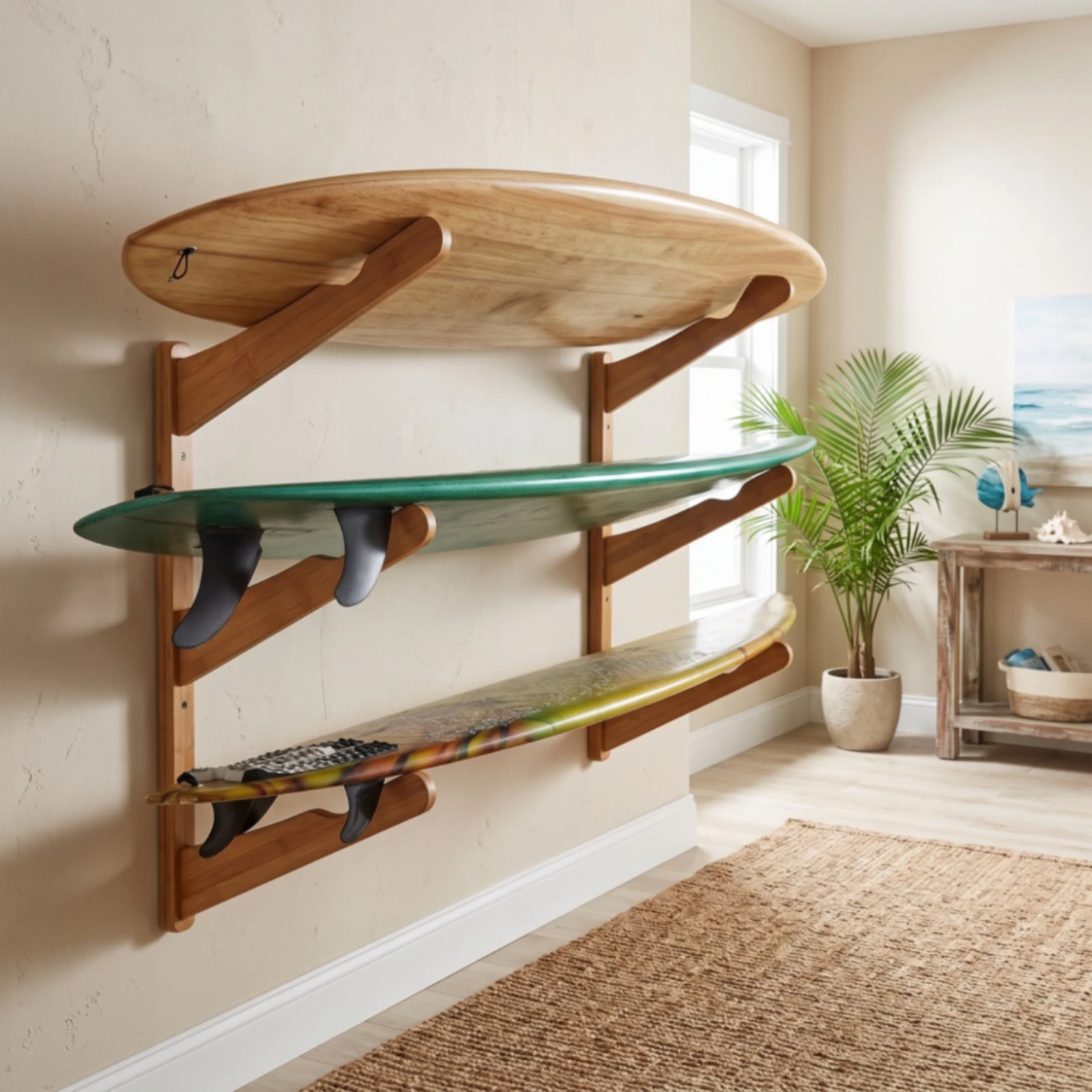 Surfboard Rack Space-Saving Surfboard Display Rack Board Stand Organizer Secure Safeguarding for Surfers, Garage, Wave Shop