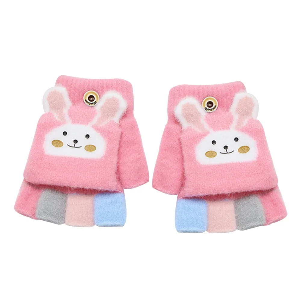 

Cute Warm Kids Winter Gloves Windproof Coldproof Baby Gloves Soft Flip Cover Children Mittens for 3-9 Years Old Baby Boys Girls