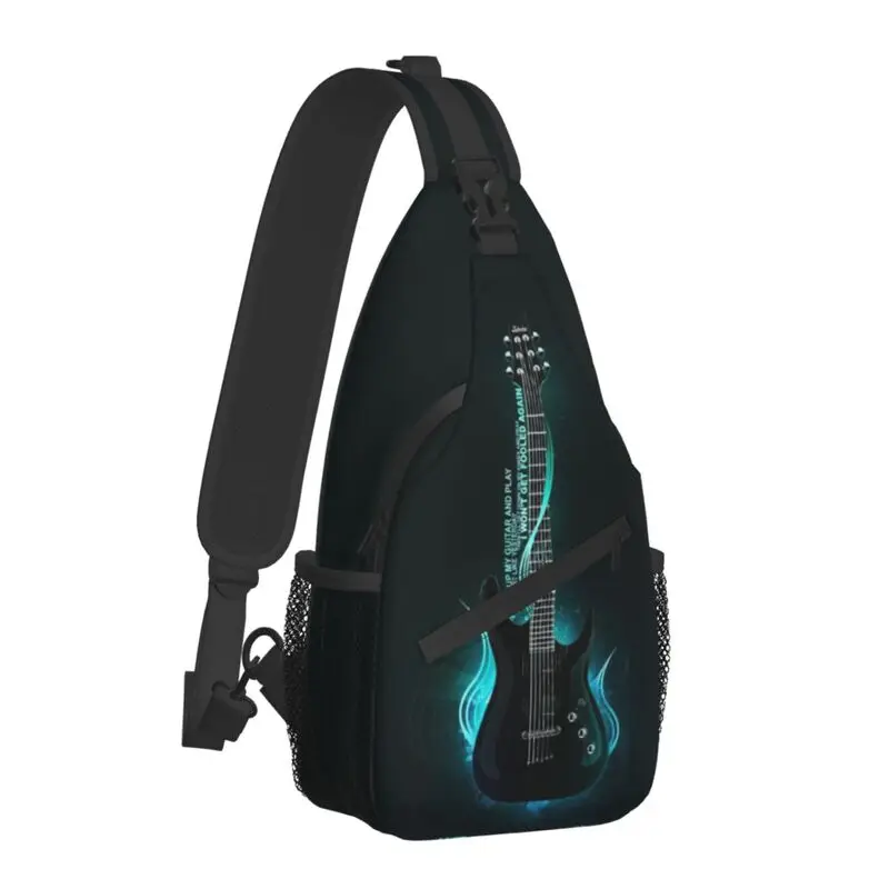 Fashion Rock Music Guitar Player Sling Bag for Cycling Camping Men Guitarist Lover Crossbody Chest Backpack Shoulder Daypack