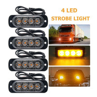 4PCS 12V 24V Warning Strobe Lamp Car 4LED Emergency Lighting Flashing Light Truck Strobe Grille Beacon Lamp Car Side Lights