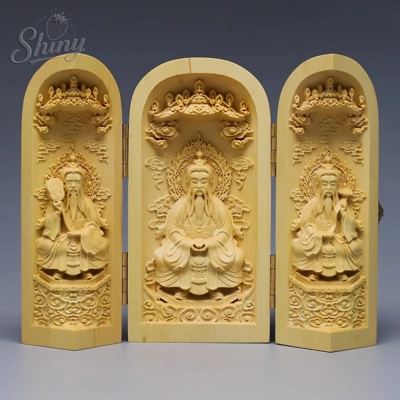 

3.9inch "Tai Shang Lao Jun" Tibet Wood Boxwood Carving Statue Taoism Buddha Religion Buddhist Niche