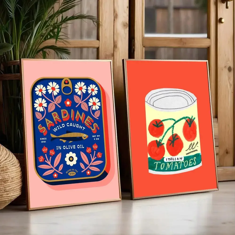 ملصق زهر الكرز الوردي على شكل طماطم سردين، ملصق مثالي ذاتي اللصق لمكتب المسرح المنزلي، ديكور فني جداري، هدية رائعة