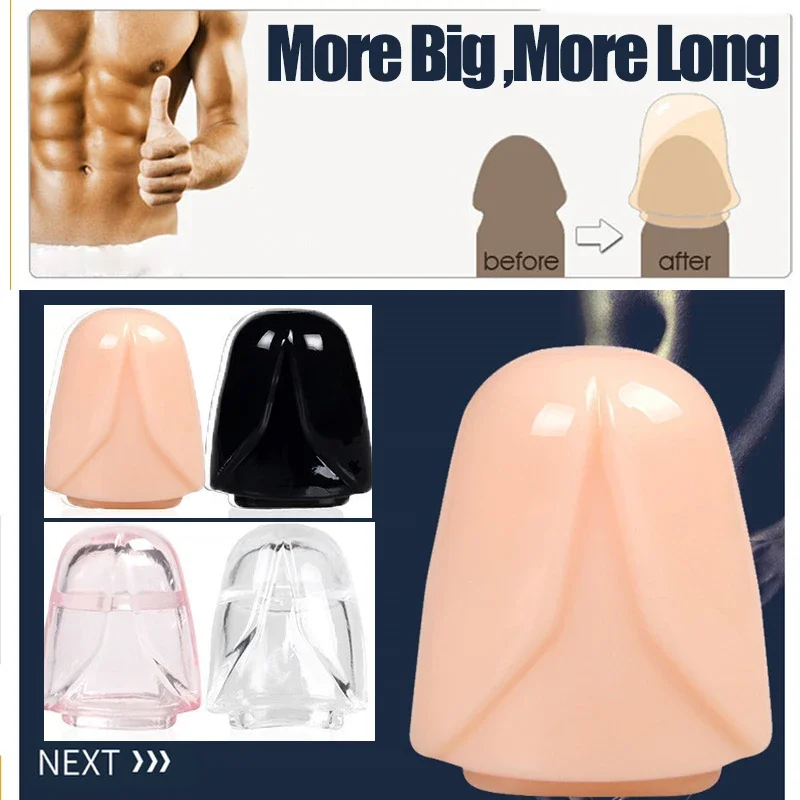 2pcs/set Male Glans Sleeve Cock Ring Penis Condom Sex Toys for Men Foreskin Chastity Cage Delay Ejaculation Penis Enlargement