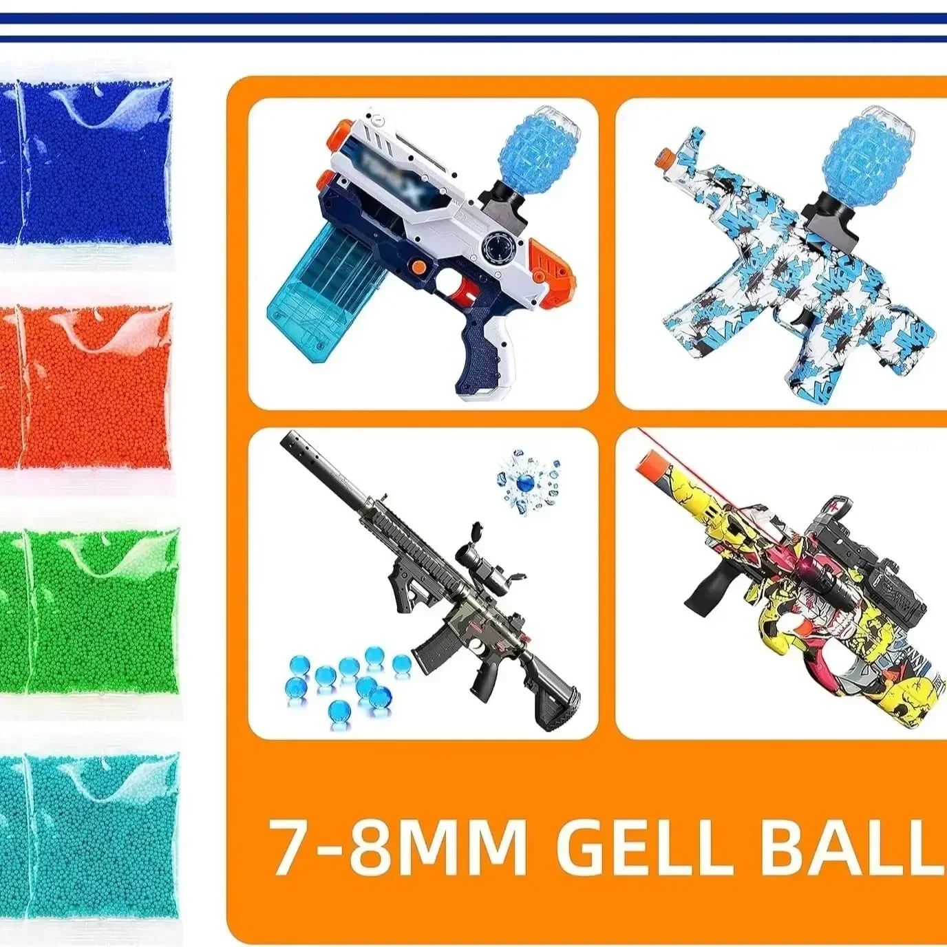WY120000pcs 7-8mm Water eads Gel all Electric Gun Polymer Crystal Soil Hydrogel Gel Polymer Growing Water alls