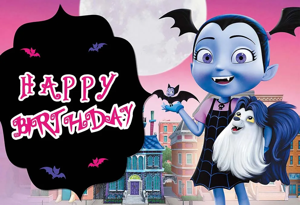 الكرتون Vampirina صورة خلفية الفتيات عيد ميلاد الأسنان فتاة هالوين الحفل حفلة التصوير خلفية ديكور الدعائم