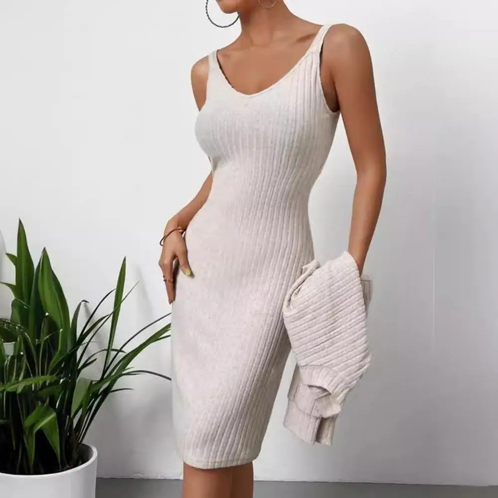 2 Pcs/Set Women Outfit Sweater Top Dress Suit Mock Collar Thread Long Sleeve Blouse Sheath Slim Knitted Dress Set