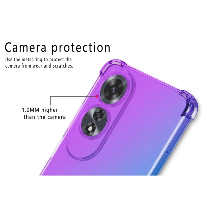 Gradient TPU Case for OPPO A80 5G A60 A40 A40M A79 5G A98 A78 A58 A38 A18 A3 Pro Protective Cover Shockproof Funda Coque Capa